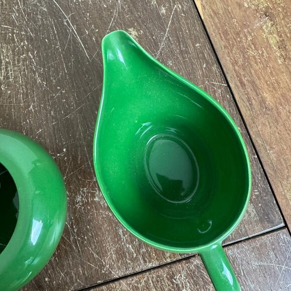 Vintage MCM retro green white brown ceramic cream &‎ sugar serving set - Picture 9 of 11